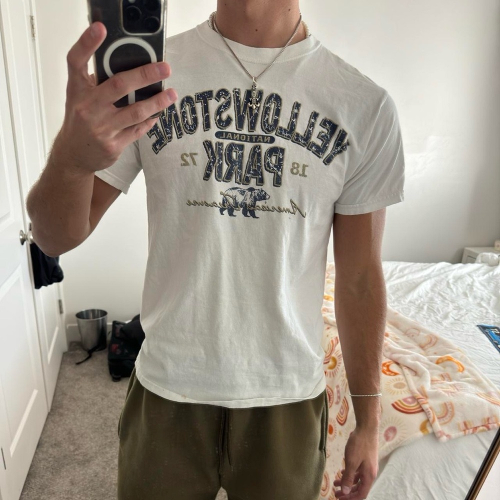 White Short Sleeve Tee with Vintage Graphic